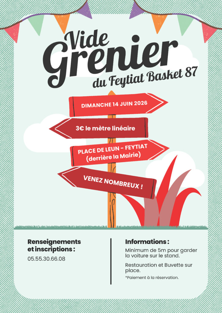 Affiche Évènement Vide Grenier Brocante Moderne Illustré Vert Coloré